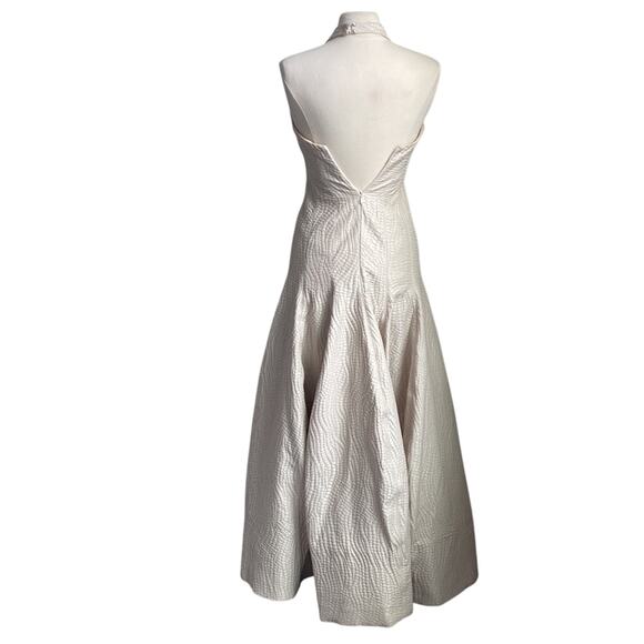 HALSTON HERITAGE Dress Womens Size 2 Cream Textured Halter - Picture 7 of 13